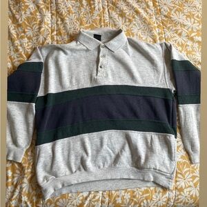 Gray and Green Striped Men's Sweatshirt